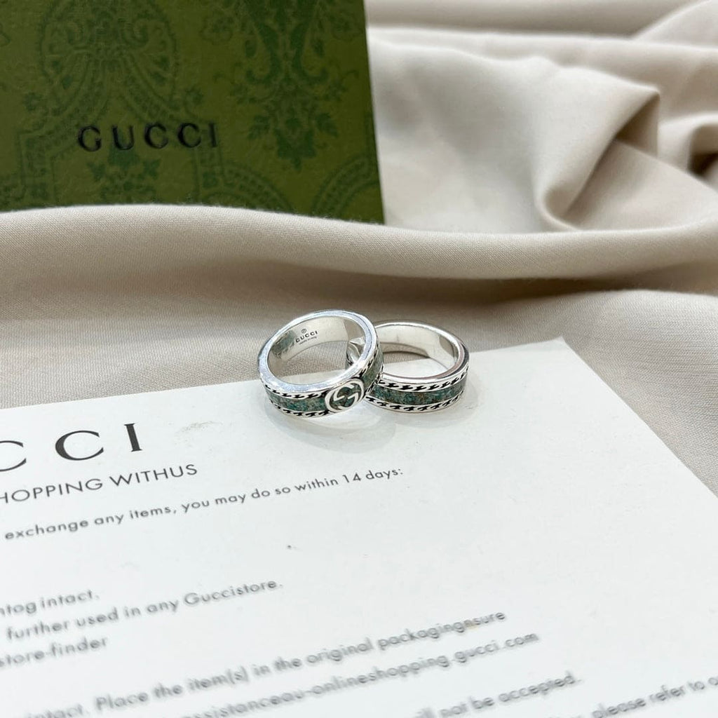 Double Gucci Interlocking Gucci Turquoise Ring